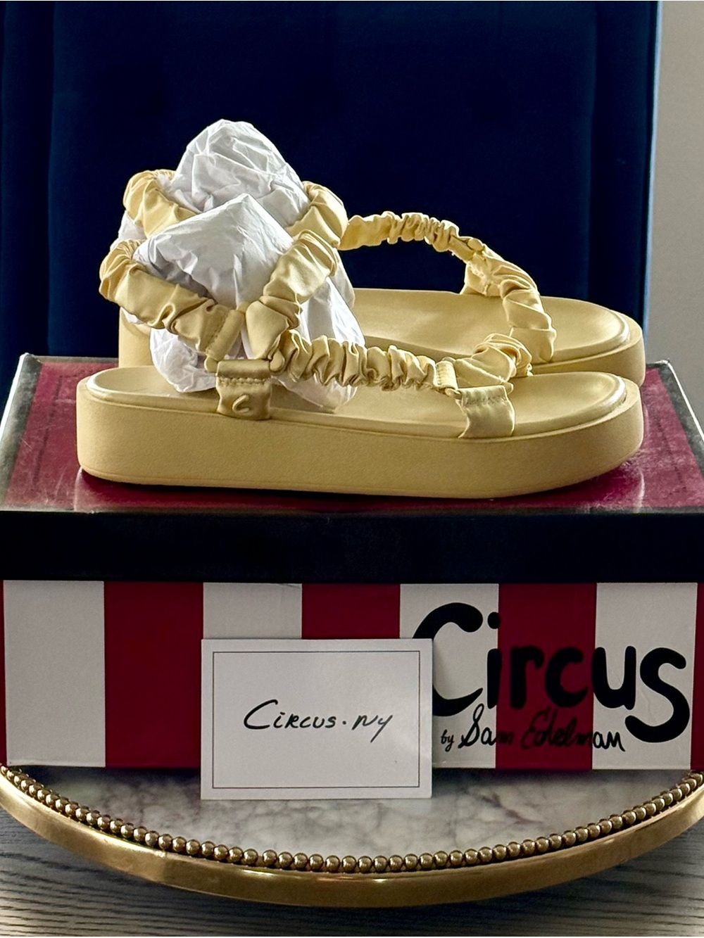 Circus by Sam Edelman Harlene Ruched Sandals |Light Yellow |Sz. 6 (NWB)